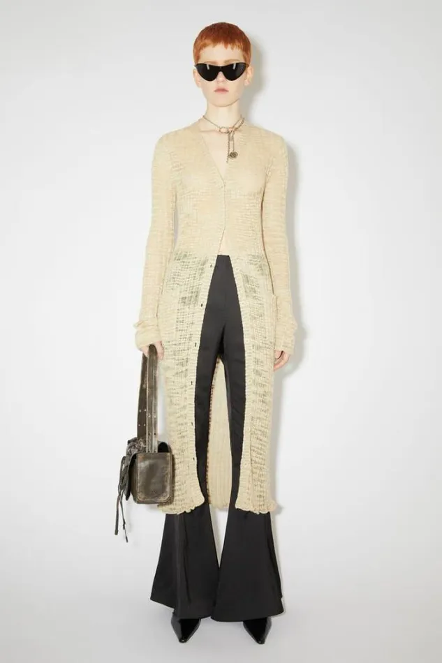Acne Studios Knitwear Woman Wide Rib Long Cardigan Cold Beige