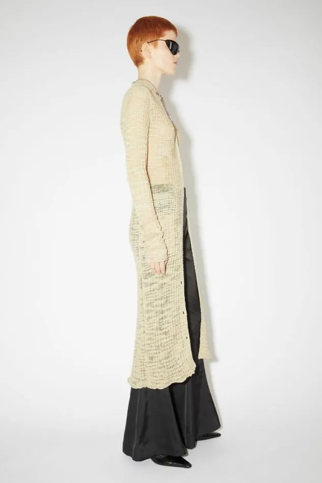 Acne Studios Knitwear Woman Wide Rib Long Cardigan Cold Beige