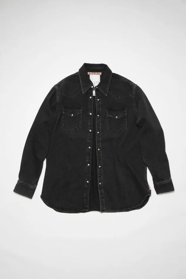 Acne Studios Shirts Man Denim Buttonup Shirt Black