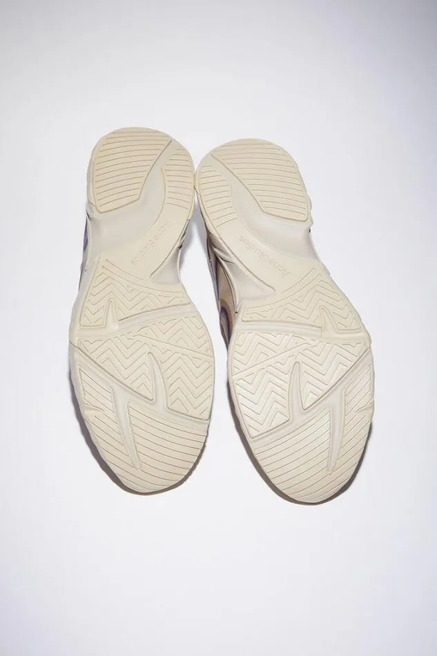 Acne Studios Shoes Man Ribbon Logo Laceup Sneakers Multi Beige