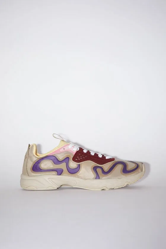 Acne Studios Shoes Man Ribbon Logo Laceup Sneakers Multi Beige