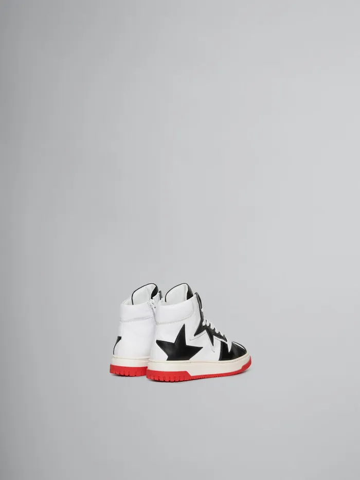 Black And White Leather High Top Sneaker Kids Marni
