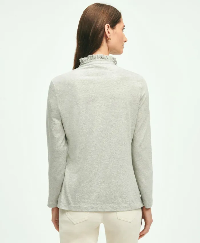 Blouses andamp Shirts Women Brooks Brothers Cotton Ruffled Henley Grey