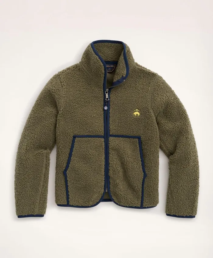 Coats andamp Jackets Kids Brooks Brothers Boys Teddy Fleece Zip Jacket Olive