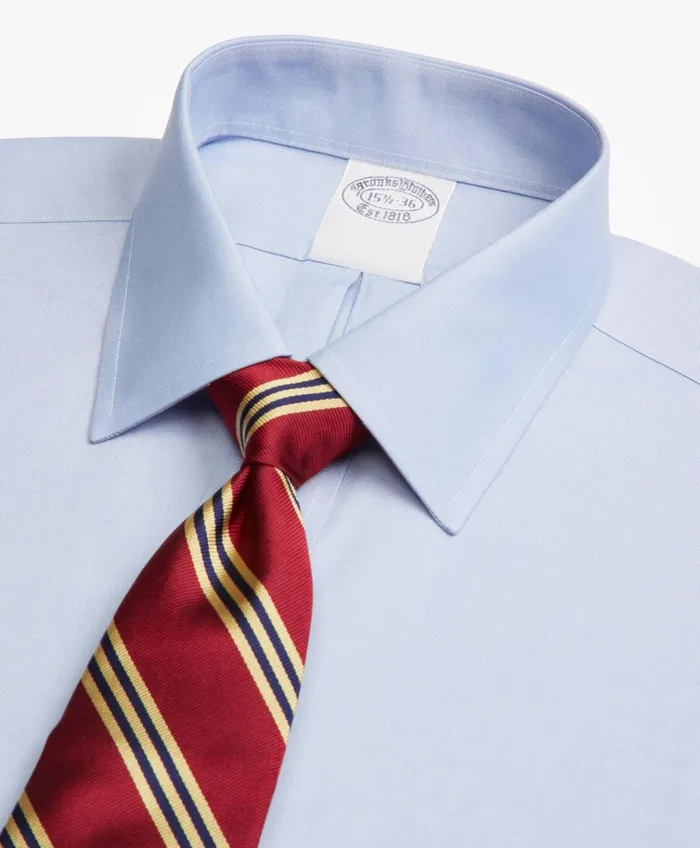 Dress Shirts Men Brooks Brothers Stretch Supima Cotton NonIron Pinpoint Oxford Ainsley Collar Dress Shirt Light Blue