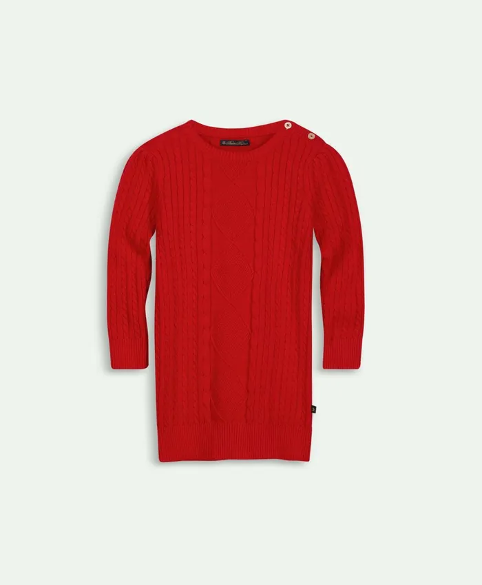 Dresses Kids Brooks Brothers Girls Cotton Cable Crewneck Dress Red