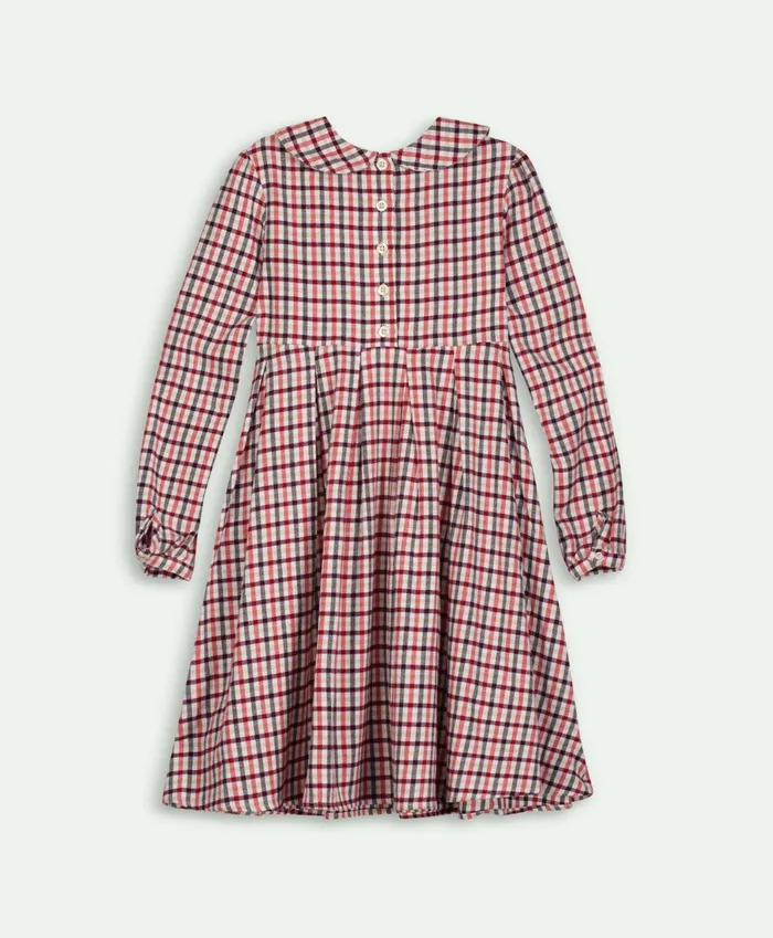 Dresses Kids Brooks Brothers Girls Cotton Gingham Long Sleeve Dress Red
