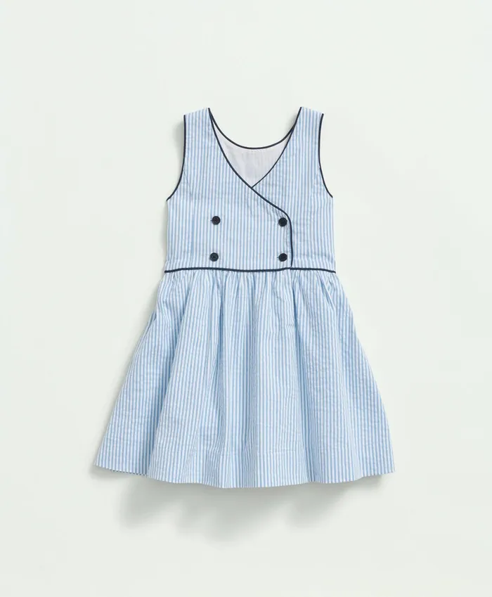 Dresses Kids Brooks Brothers Girls Striped Cotton Fit andamp Flare Dress White