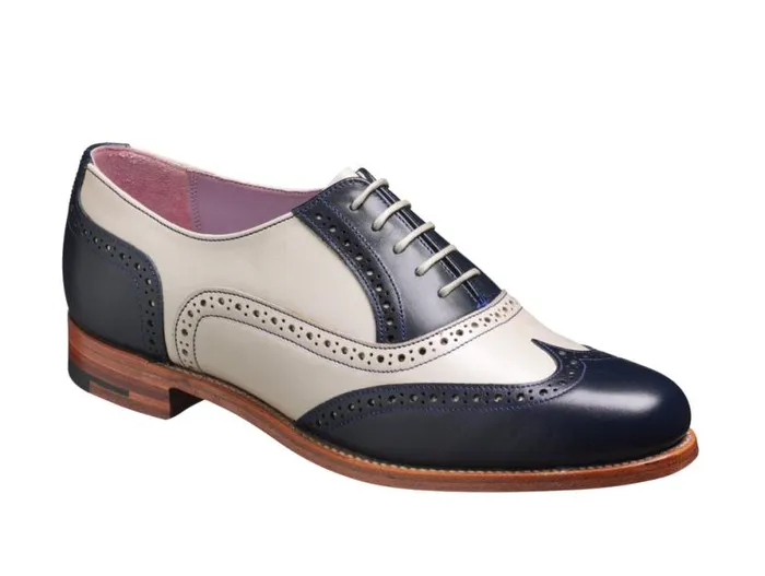 Freya 8211 Navy Beige Calf Womens Barker Shoes Oxfords