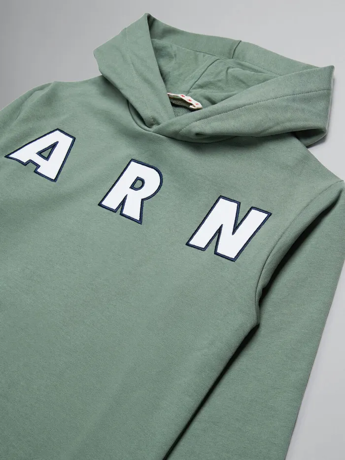 Green Hooded Sweatshirt With Embroidered Logo Kids Marni