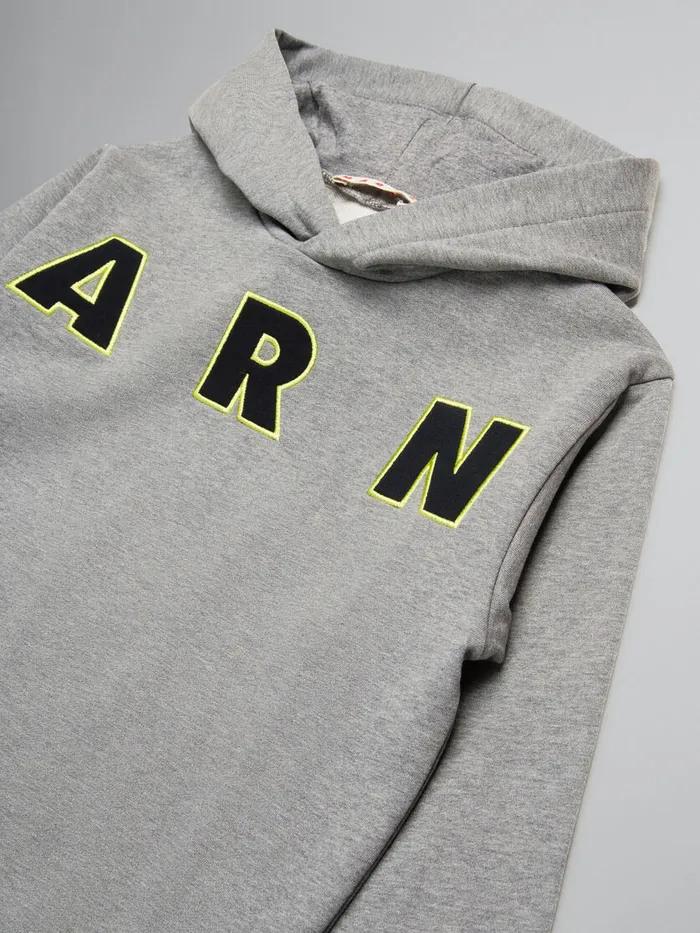 Grey Hooded Sweatshirt With Embroidered Logo Kids Marni