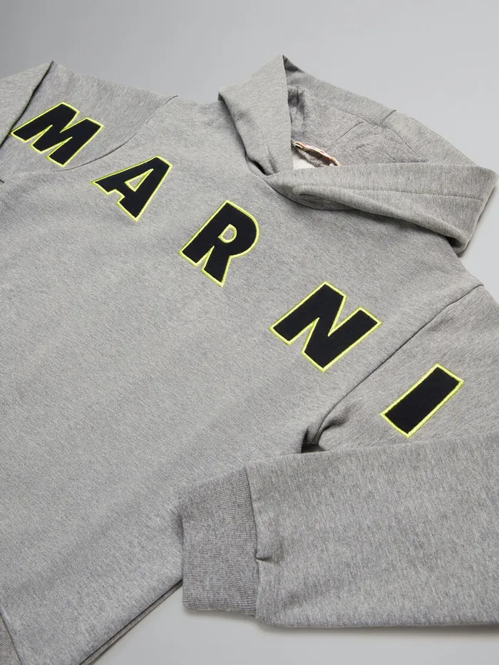 Grey Hooded Sweatshirt With Embroidered Logo Kids Marni