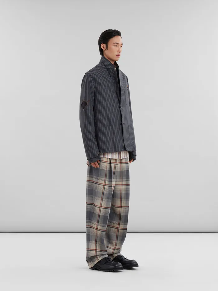 Grey Shetland Wool Jumper With Marni Mending Embroidery Men Marni Knitwear
