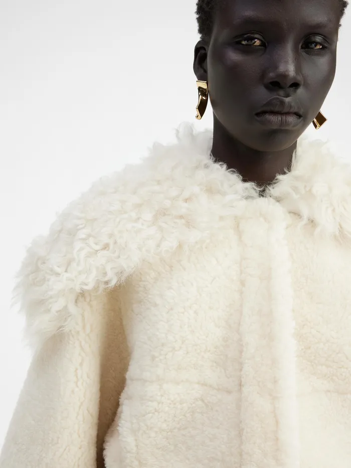 JACQUEMUS Coats and Jackets Cropped Shearling Jacket Offwhite 8211 Women