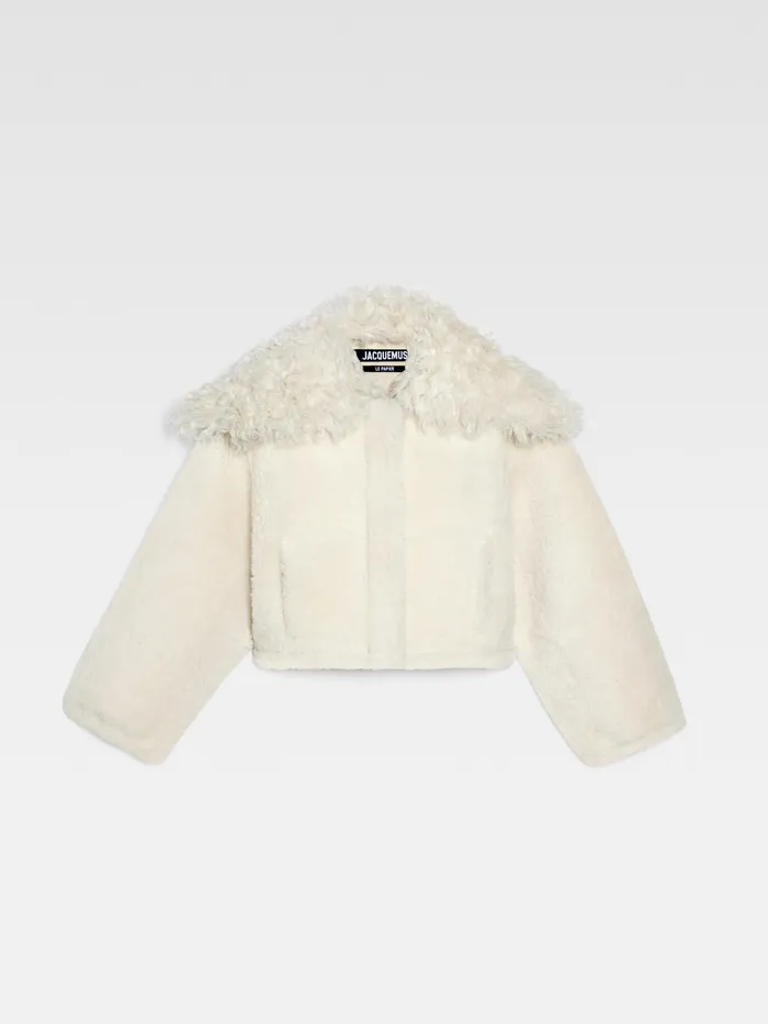 JACQUEMUS Coats and Jackets Cropped Shearling Jacket Offwhite 8211 Women