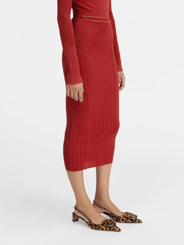 JACQUEMUS Dresses and Skirts Knit Midi Skirt Dark Red 8211 Women