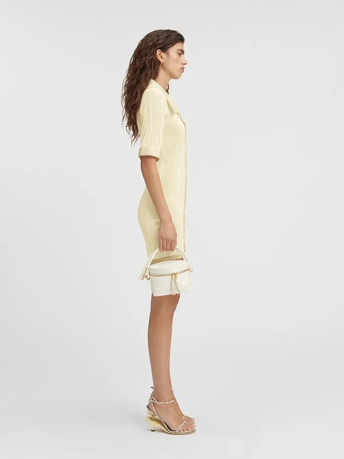 JACQUEMUS Dresses and Skirts Knitted Mini Shirt Dress Light Yellow 8211 Women