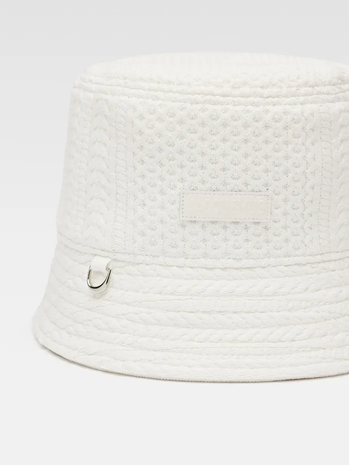 JACQUEMUS Hats Cable Knit Bucket Hat White 8211 Women