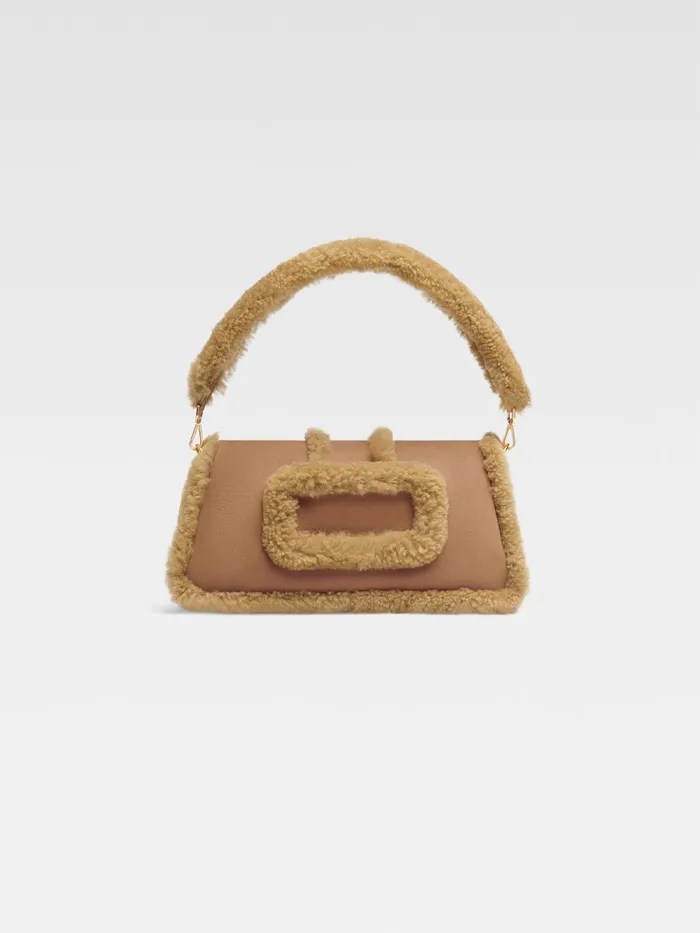 JACQUEMUS Shoulder Bags Puffed Shearling Flap Bag Camel 8211 Women