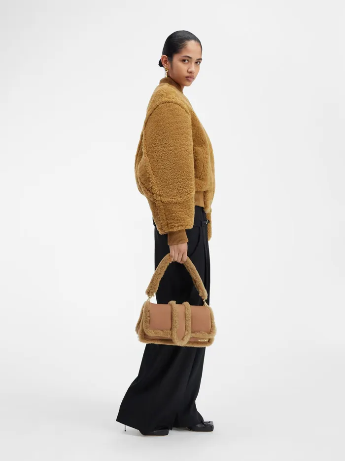 JACQUEMUS Shoulder Bags Puffed Shearling Flap Bag Camel 8211 Women