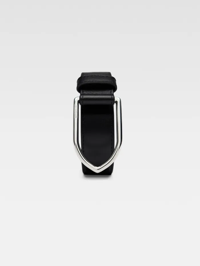 JACQUEMUS Small Leather Goods Angled Buckle Belt Blacksilver 8211 Men