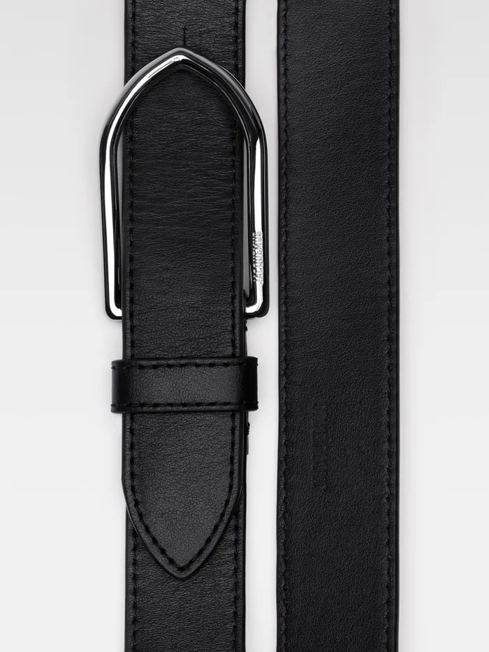 JACQUEMUS Small Leather Goods Angled Buckle Belt Blacksilver 8211 Men