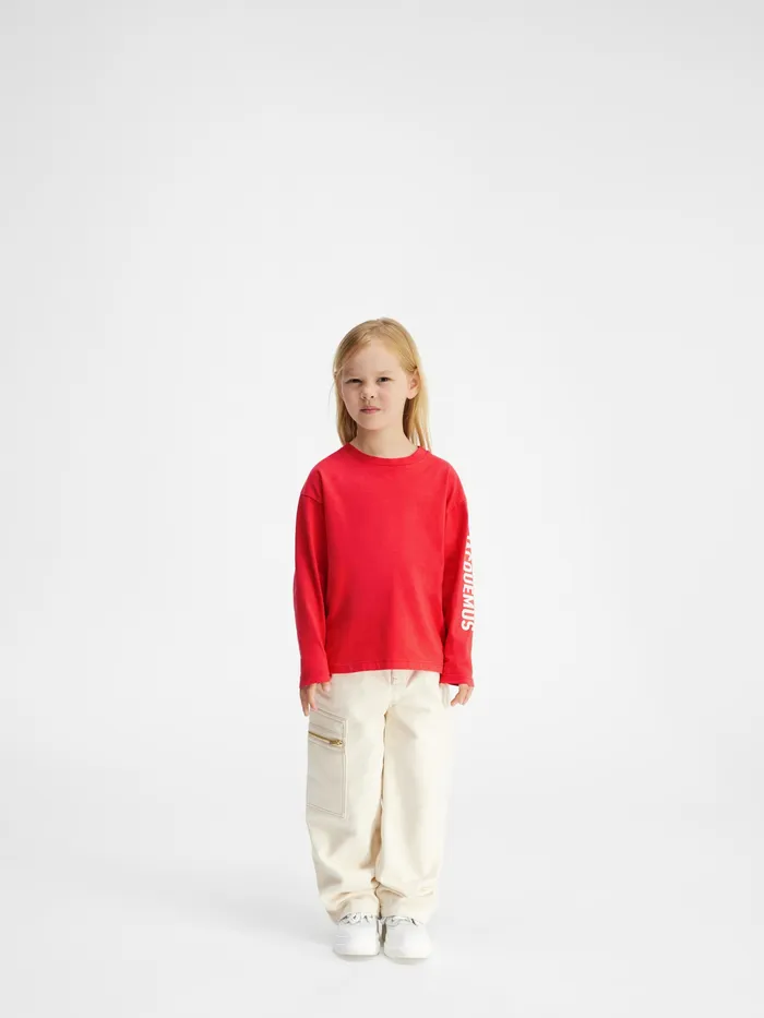 JACQUEMUS Tops LongSleeved Logo TShirt Red 8211 Kids