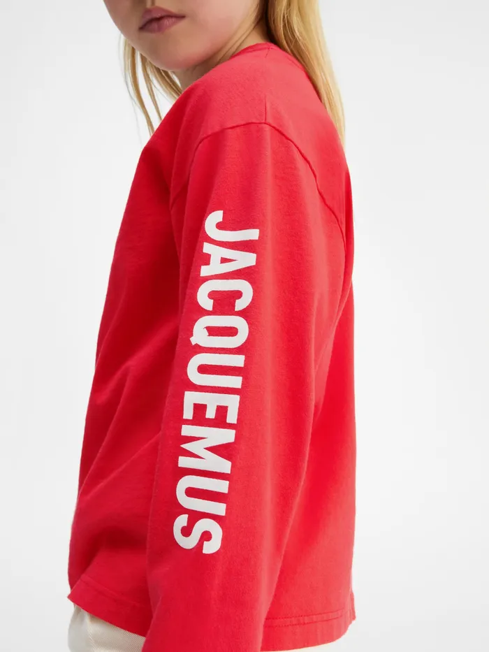 JACQUEMUS Tops LongSleeved Logo TShirt Red 8211 Kids