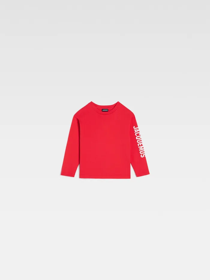 JACQUEMUS Tops LongSleeved Logo TShirt Red 8211 Kids