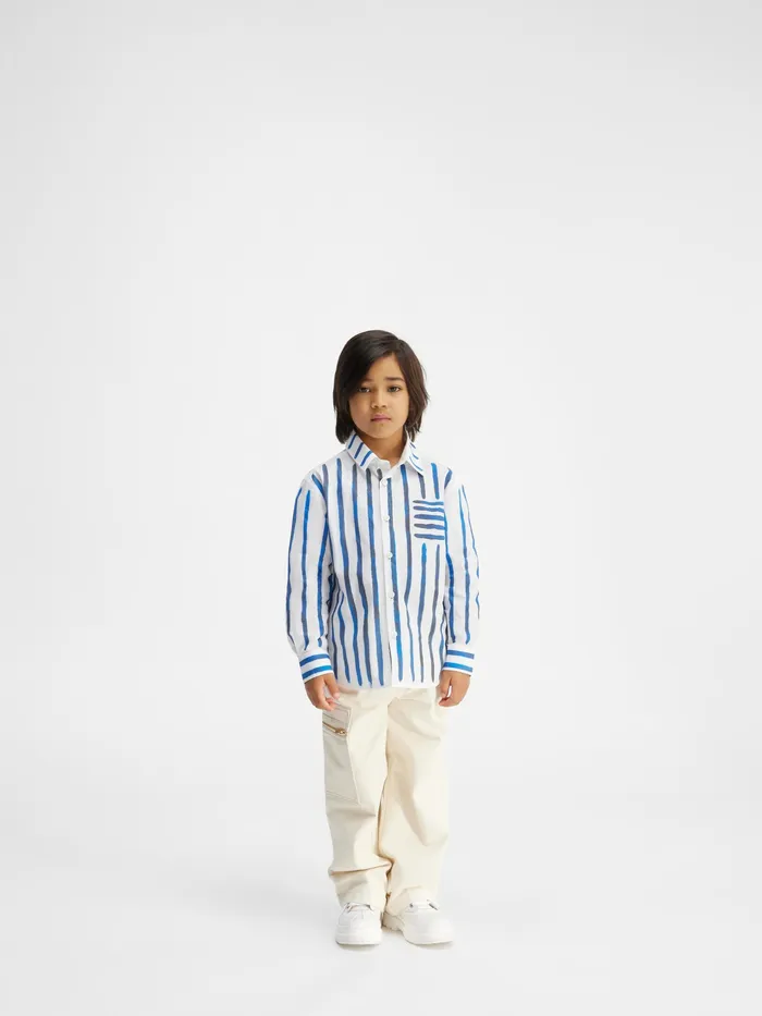 JACQUEMUS Tops LongSleeved Striped Blouse Print Blue Stripes Kids 8211 Kids