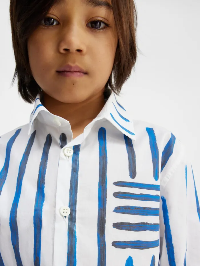 JACQUEMUS Tops LongSleeved Striped Blouse Print Blue Stripes Kids 8211 Kids