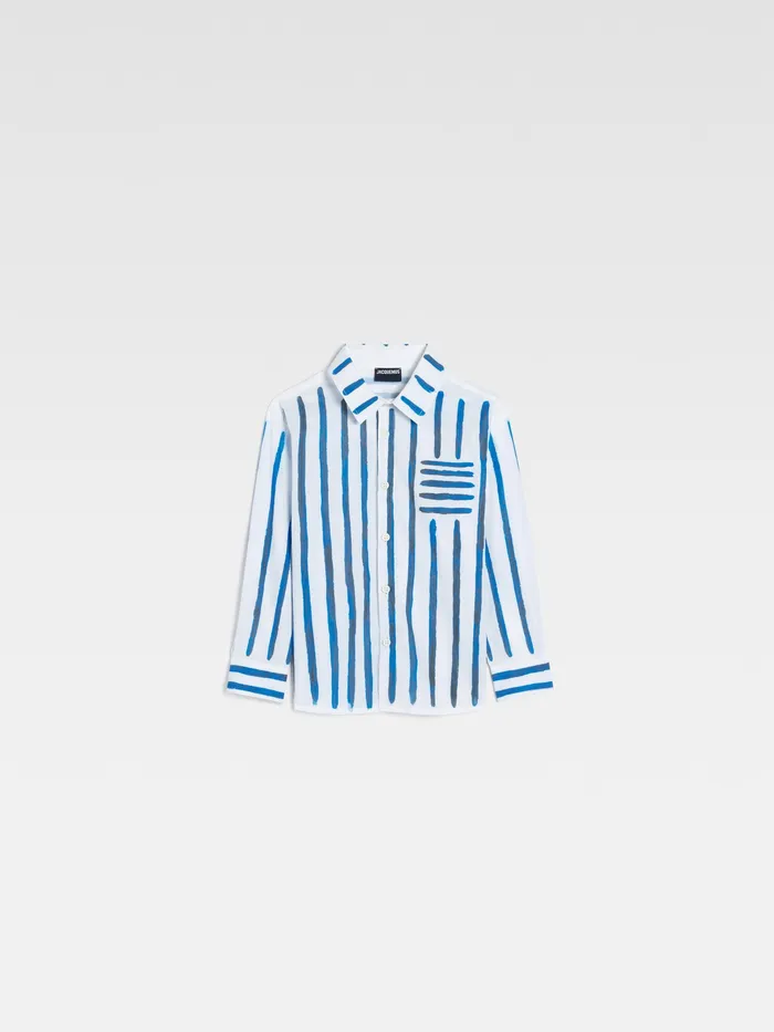 JACQUEMUS Tops LongSleeved Striped Blouse Print Blue Stripes Kids 8211 Kids
