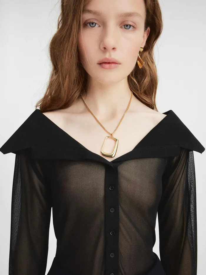 JACQUEMUS Tops Sheer OffTheShoulder Shirt Black 8211 Women