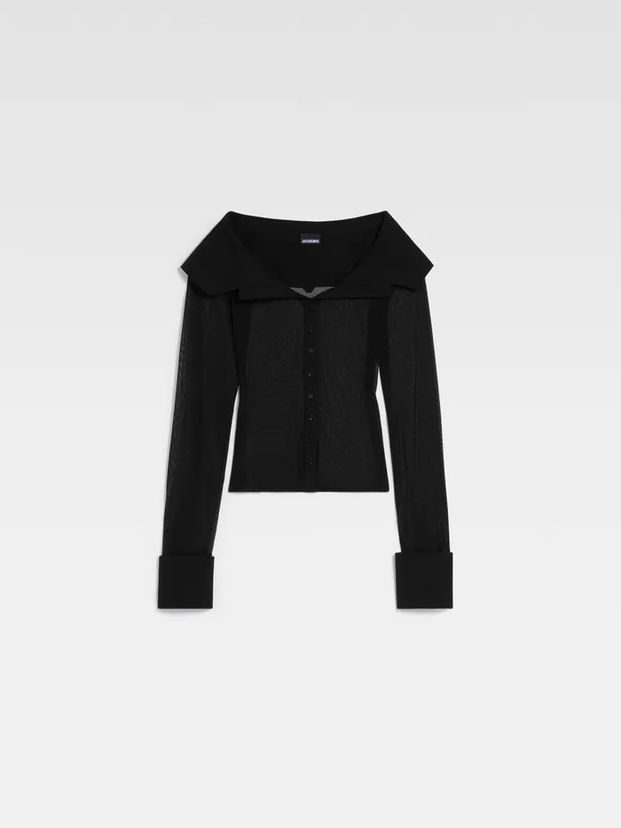 JACQUEMUS Tops Sheer OffTheShoulder Shirt Black 8211 Women