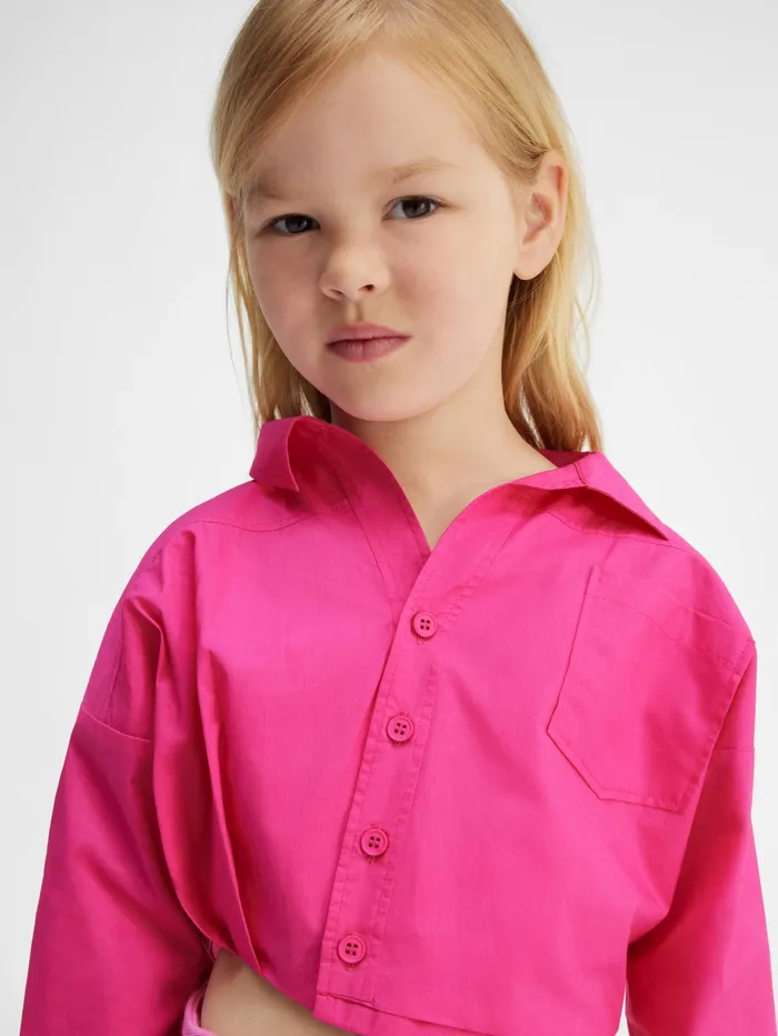 JACQUEMUS Tops Twist Tucked Blouse Neon Pink 8211 Kids