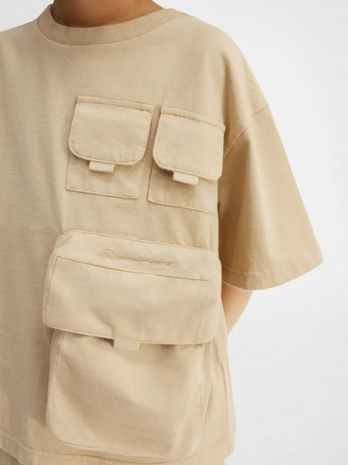 JACQUEMUS Tops Utility TShirt Dark Beige 8211 Kids