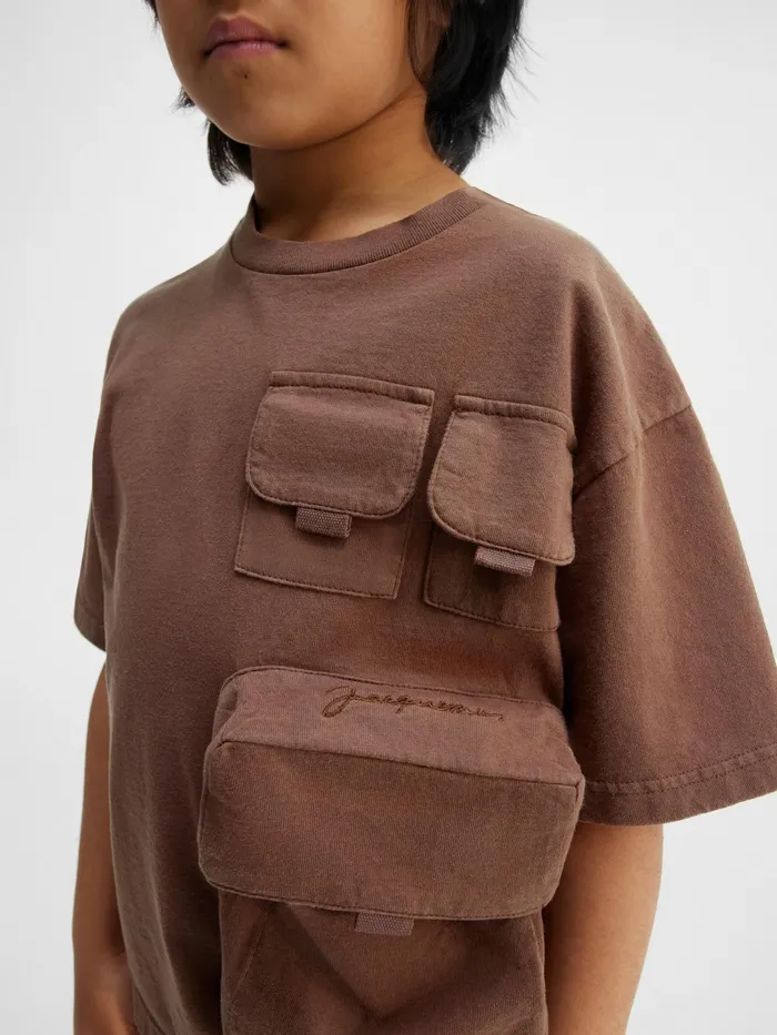 JACQUEMUS Tops Utility TShirt Dark Brown 8211 Kids