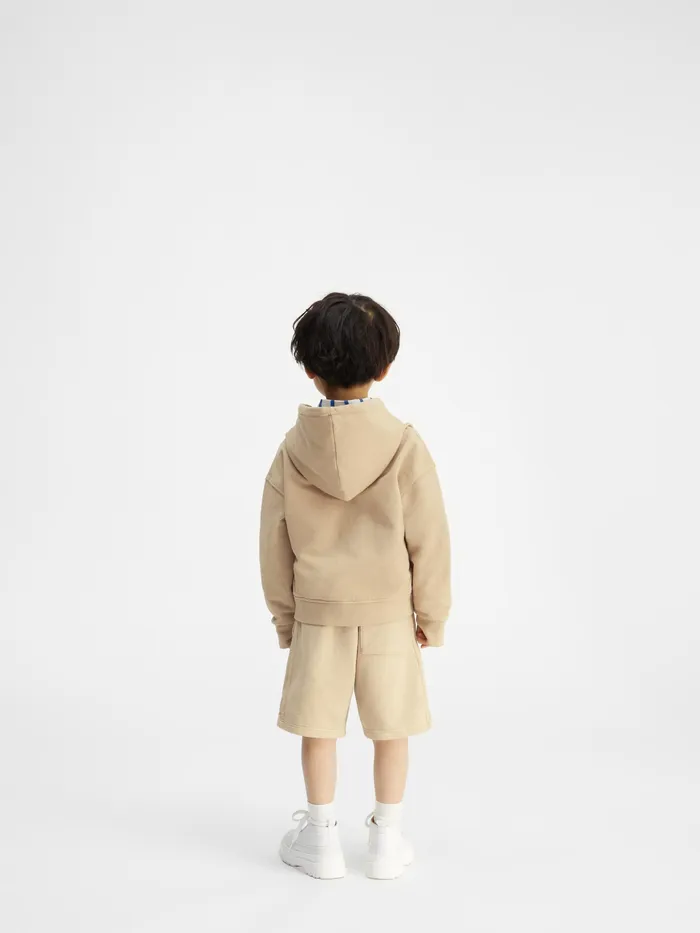 JACQUEMUS Tops ZipUp Hoodie With Wave Logo Dark Beige 8211 Kids
