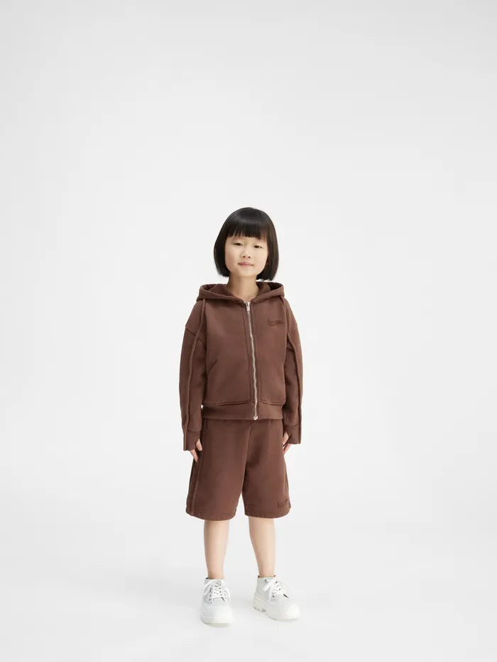 JACQUEMUS Tops ZipUp Hoodie With Wave Logo Dark Brown 8211 Kids