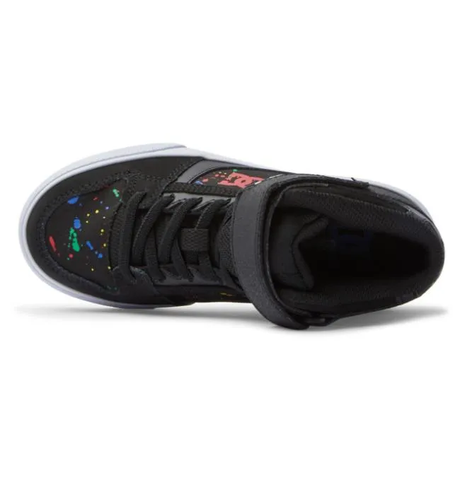 Kids Essentials DC Kids039 Pure High Elastic Lace Shoes BlackSplatter Kids Essentials DC Kids039 Pure High Elastic Lace Shoes BlackSplatter