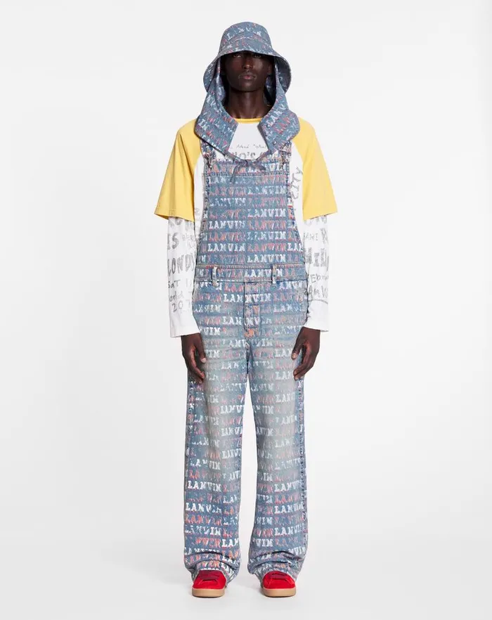 Men Lanvin Pants and Shorts Lanvin X Future Loosefit Printed Jumpsuit Light Blue Men Lanvin Pants and Shorts Lanvin X Future Loosefit Printed Jumpsuit Light Blue