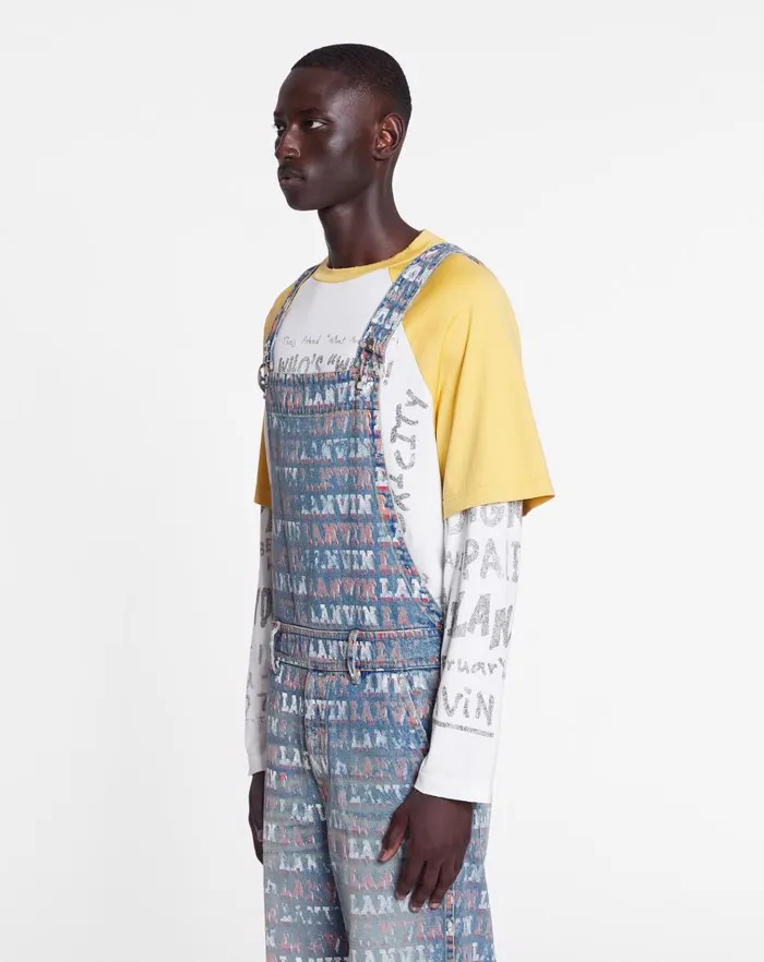 Men Lanvin Pants and Shorts Lanvin X Future Loosefit Printed Jumpsuit Light Blue Men Lanvin Pants and Shorts Lanvin X Future Loosefit Printed Jumpsuit Light Blue
