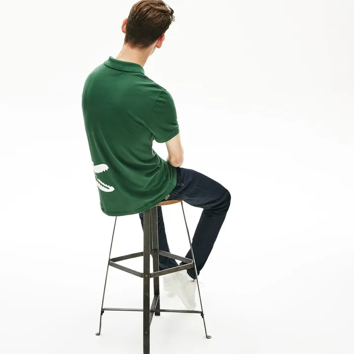Oversized Crocodile Print Polo Shirt Green Mens Lacoste Polos Gift Ideas