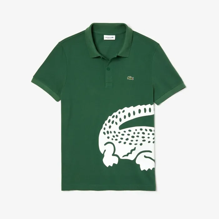 Oversized Crocodile Print Polo Shirt Green Mens Lacoste Polos Gift Ideas
