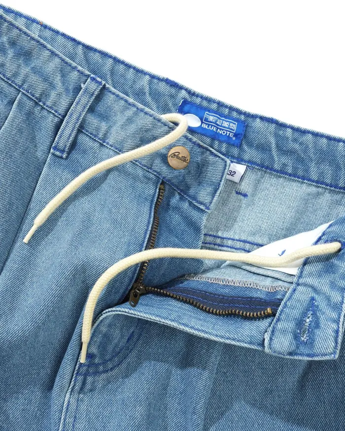 Pants Men Butter Goods Blue Note Pleated Denim Jeans Washed Indigo Pants Men Butter Goods Blue Note Pleated Denim Jeans Washed Indigo