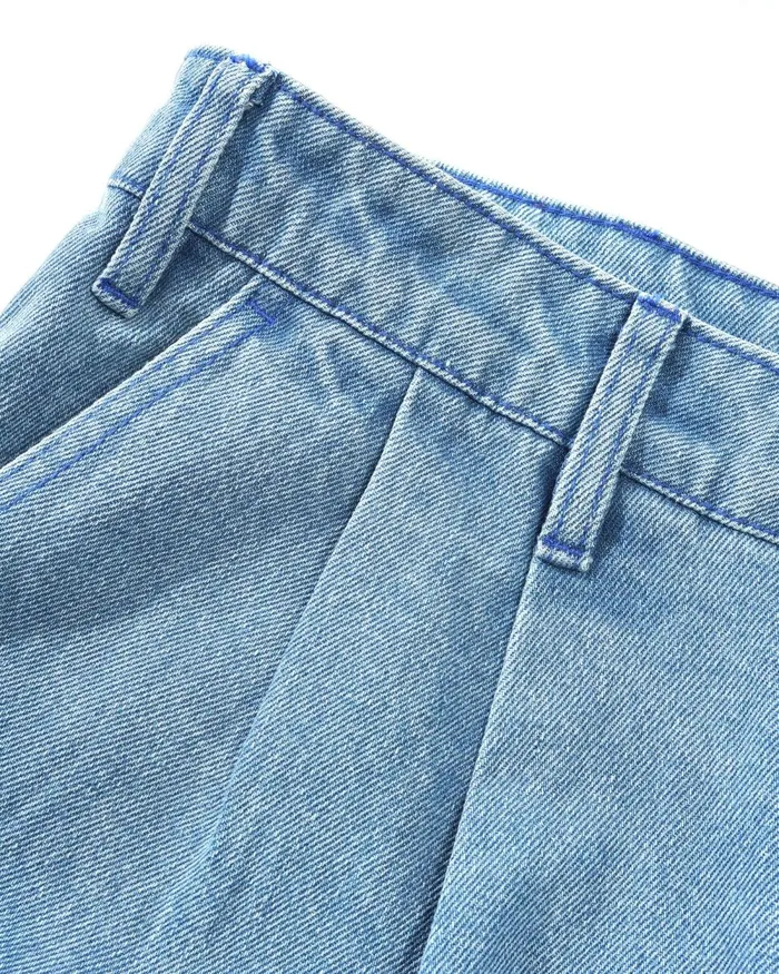 Pants Men Butter Goods Blue Note Pleated Denim Jeans Washed Indigo Pants Men Butter Goods Blue Note Pleated Denim Jeans Washed Indigo