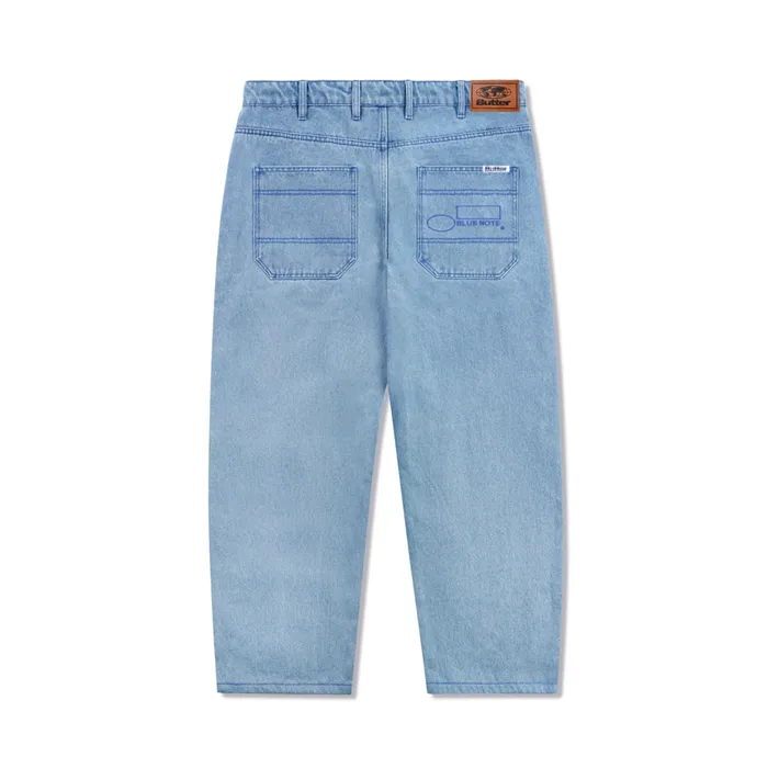 Pants Men Butter Goods Blue Note Pleated Denim Jeans Washed Indigo Pants Men Butter Goods Blue Note Pleated Denim Jeans Washed Indigo