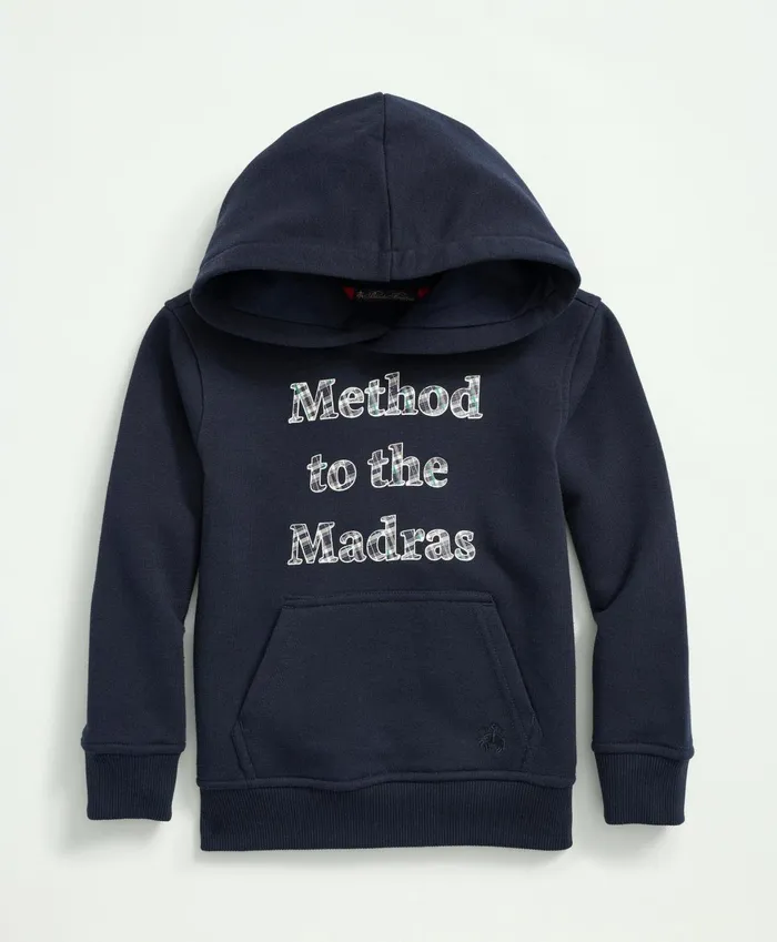 Polos TShirts andamp Sweats Kids Brooks Brothers Boys Madras Text Graphic Terry Hoodie Navy