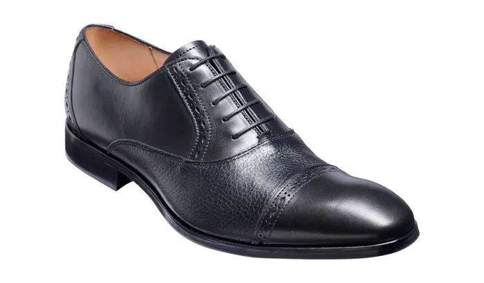Ramsgate 8211 Black Calf Black Deerskin Mens Barker Shoes Oxfords