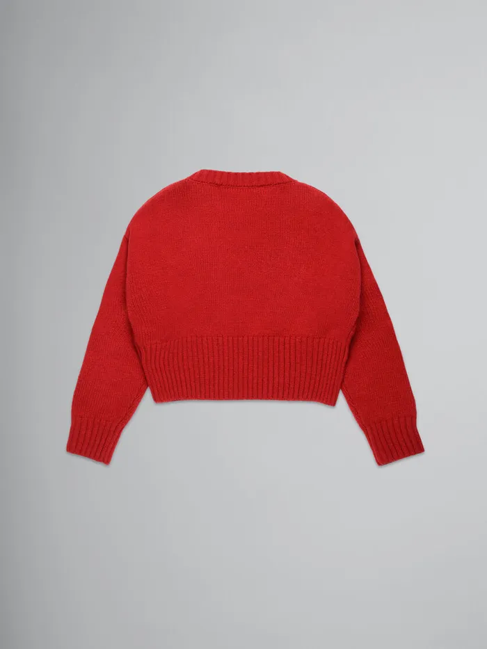 Red Woolblend Pullover With Stars Kids Marni